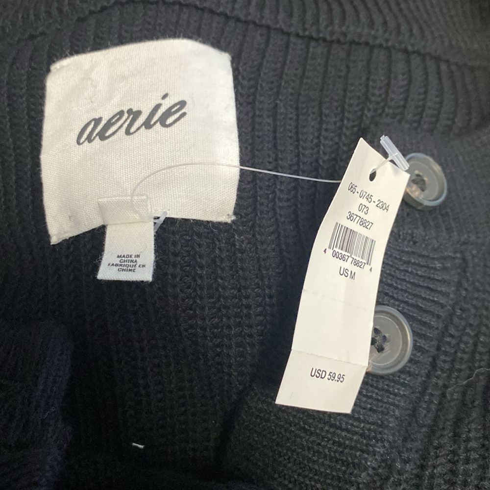 Aerie NWT over-sized black cotton waffle knit all-season slouchy sweate… - Picture 6 of 7